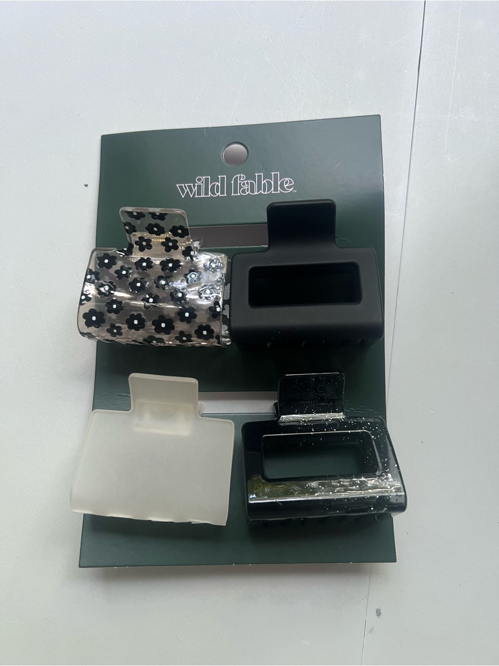 Target Wild Fable Black, White & Clear Rectangle Hair Claw Clip Set